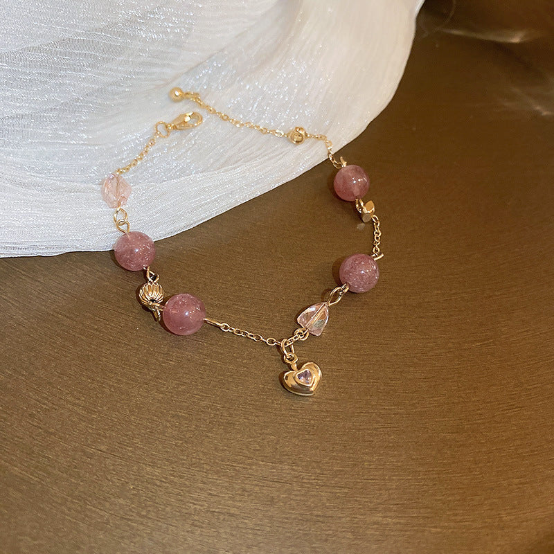 Wholesale Tide Elegant Pearl Crystal Jade Double Circle Bracelet Niche Personality Bracelet Fashion High Sense Bracelet